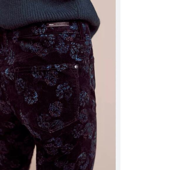 Pilcro and the Letterpress Script Velvet Ankle Jeans Navy Blue Floral Size 27 - Picture 4 of 15
